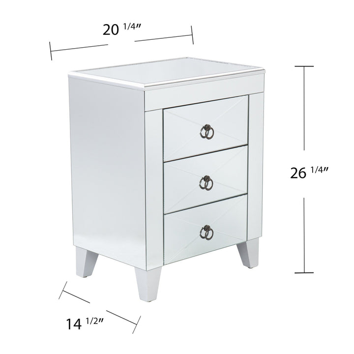 26" Silver End Table With Three Drawers Image 9