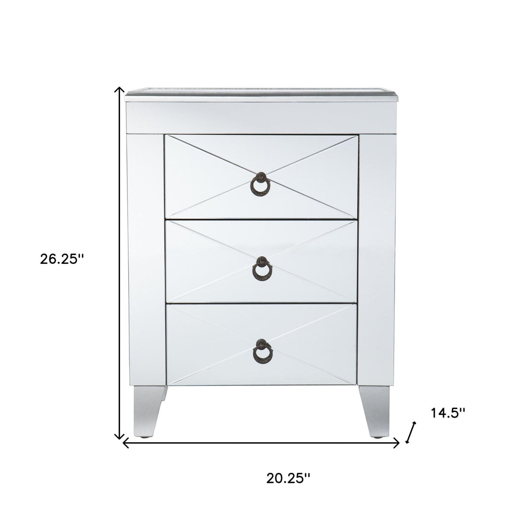 26" Silver End Table With Three Drawers Image 11