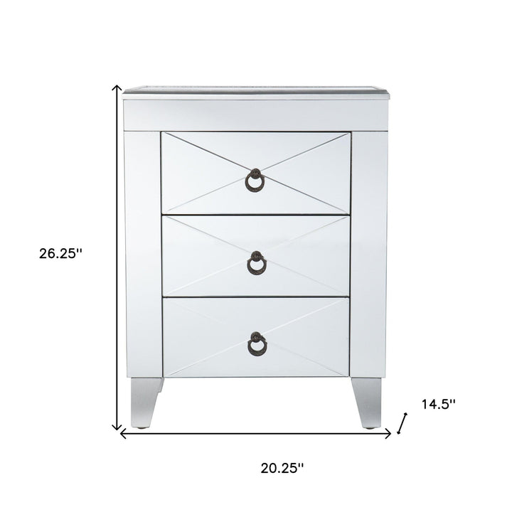 26" Silver End Table With Three Drawers Image 11