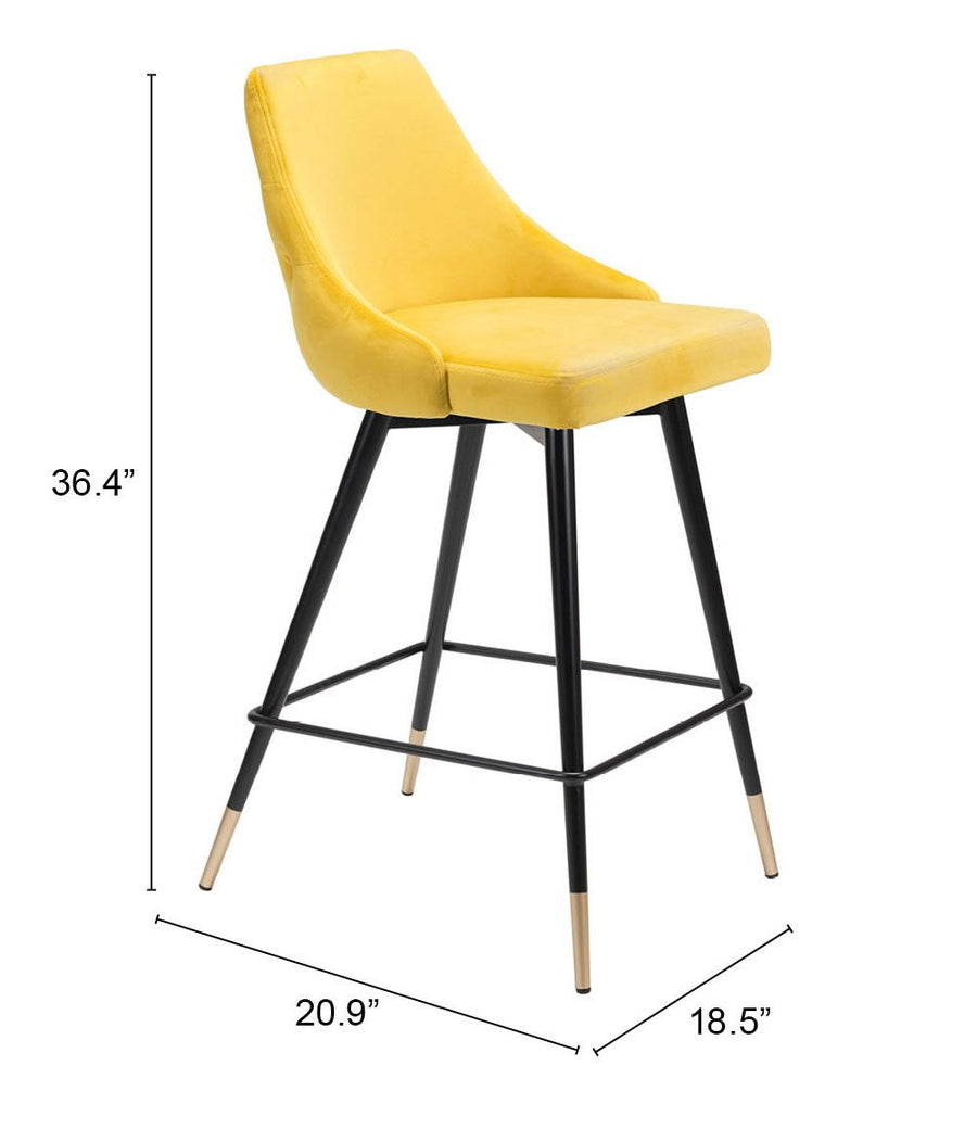 26" Yellow And Black Steel Low Back Counter Height Bar Chair Image 1