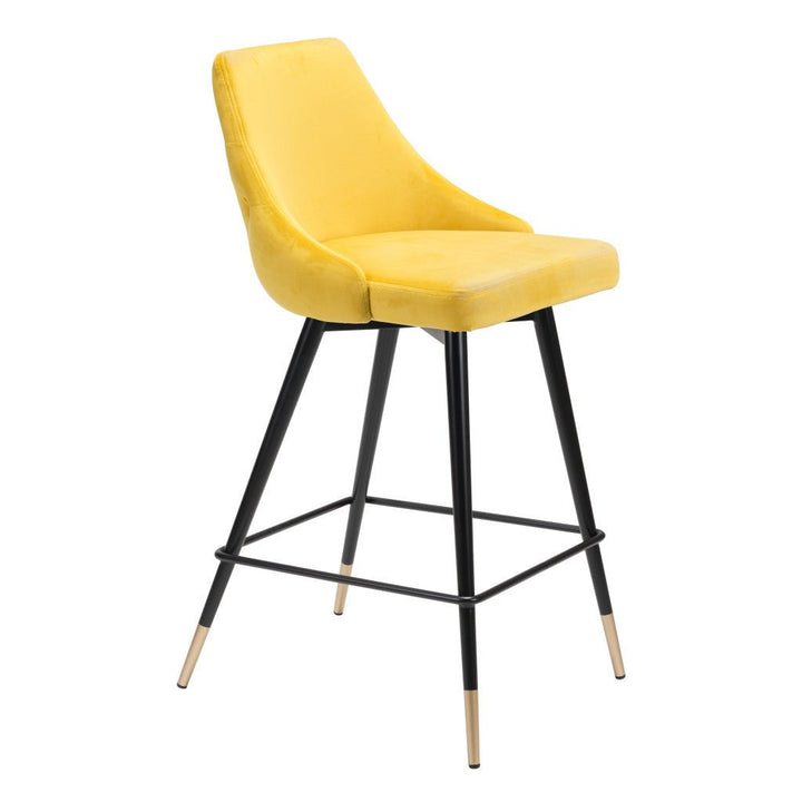 26" Yellow And Black Steel Low Back Counter Height Bar Chair Image 3