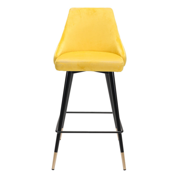 26" Yellow And Black Steel Low Back Counter Height Bar Chair Image 4