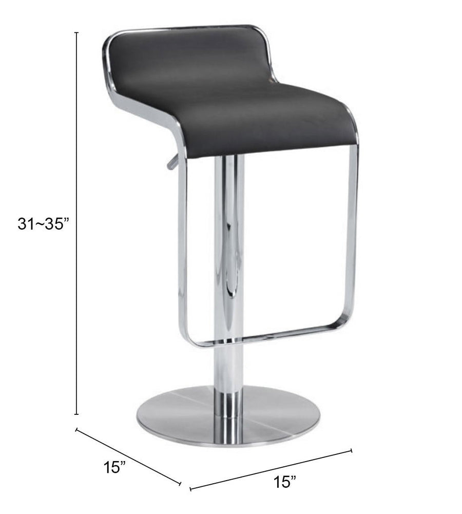 27 " Black And Silver Steel Swivel Backless Adjustable Height Bar Chair Image 1