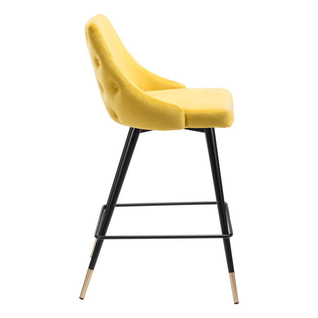 26" Yellow And Black Steel Low Back Counter Height Bar Chair Image 8