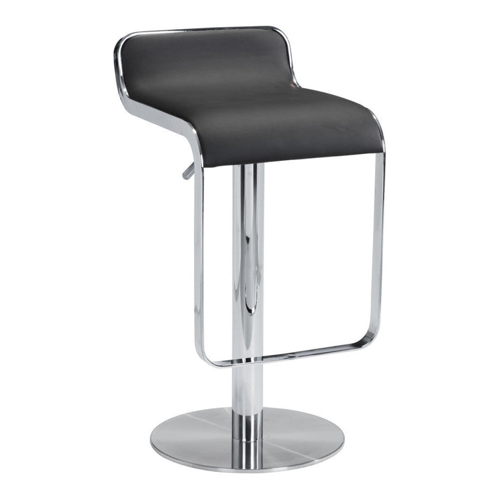 27 " Black And Silver Steel Swivel Backless Adjustable Height Bar Chair Image 4