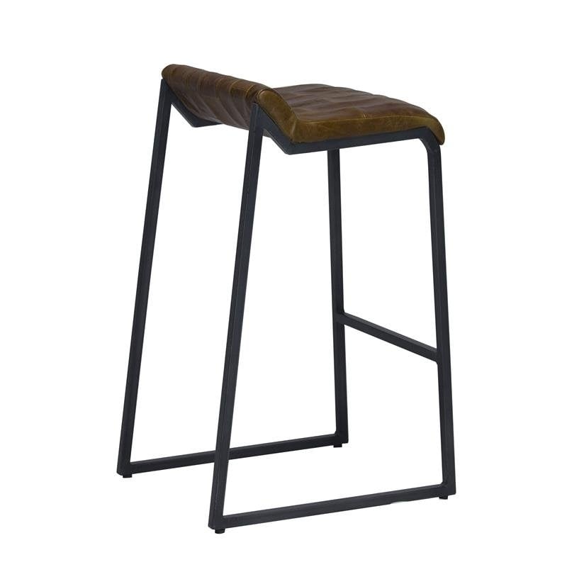 27 " Brown And Black Iron Backless Counter Height Bar Chair Image 2