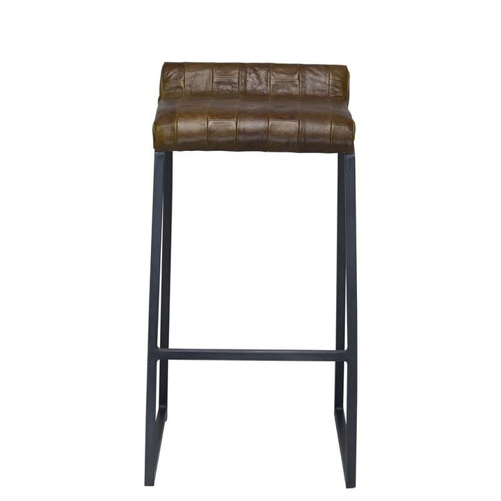 27 " Brown And Black Iron Backless Counter Height Bar Chair Image 3