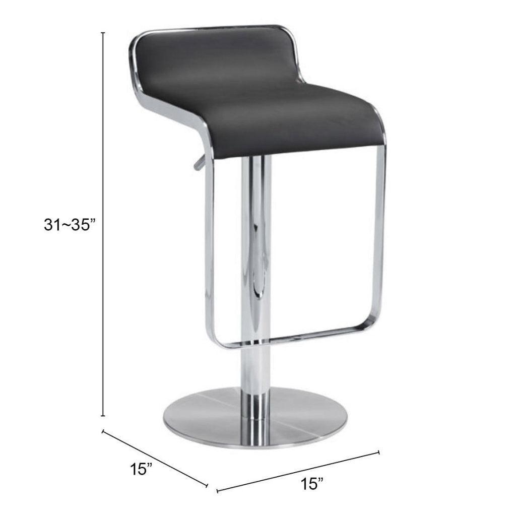 27 " Black And Silver Steel Swivel Backless Adjustable Height Bar Chair Image 7