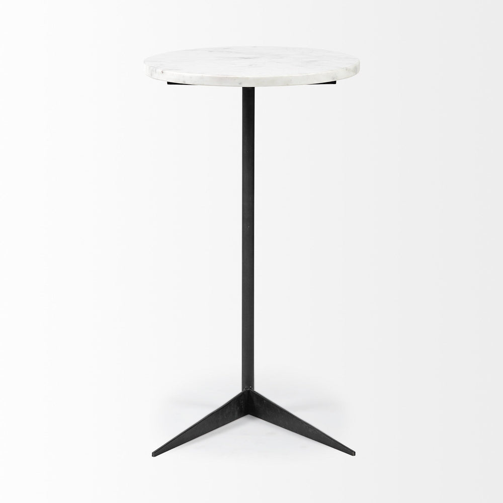 27" Black And White Marble Round End Table Image 2