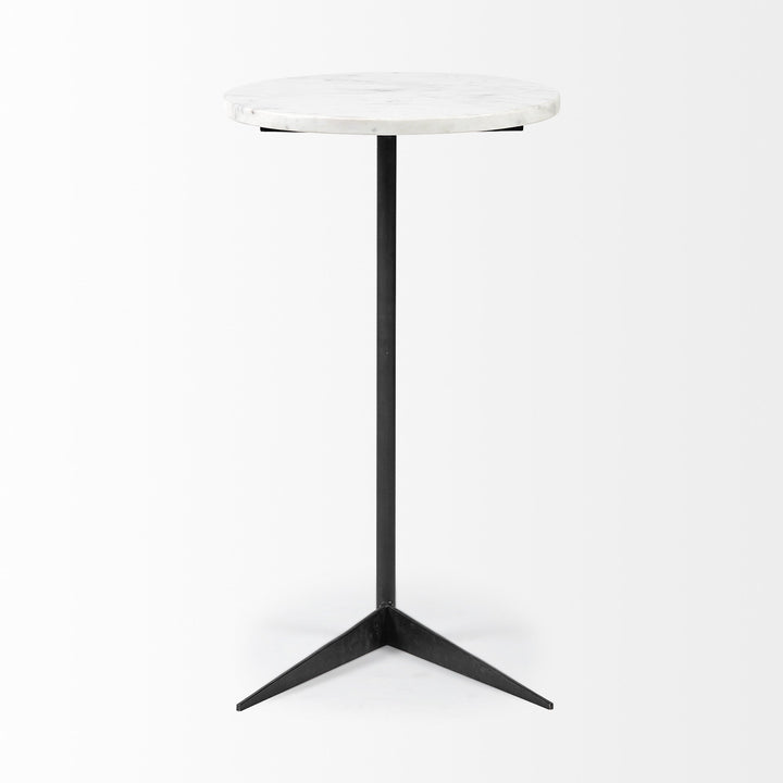 27" Black And White Marble Round End Table Image 2