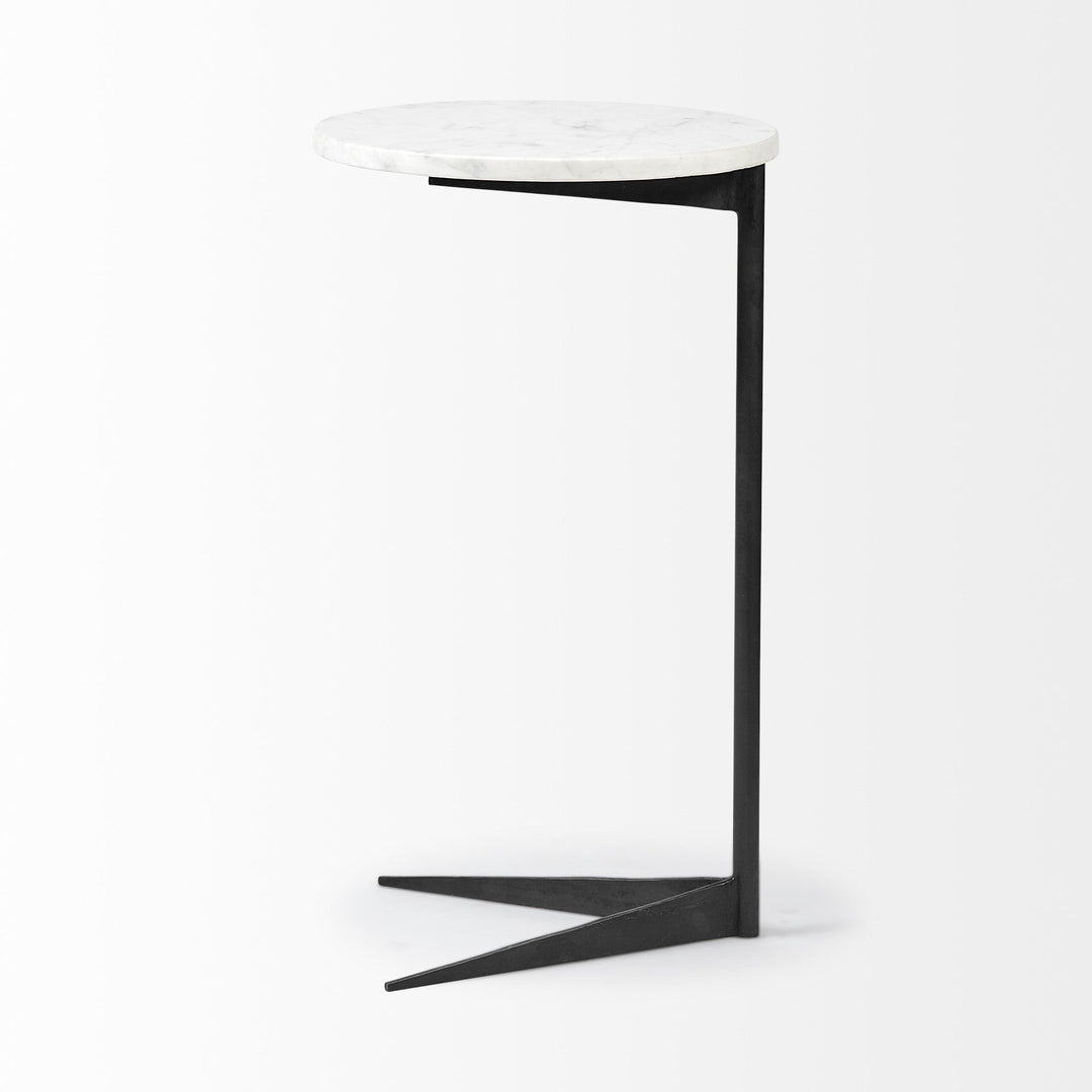 27" Black And White Marble Round End Table Image 3