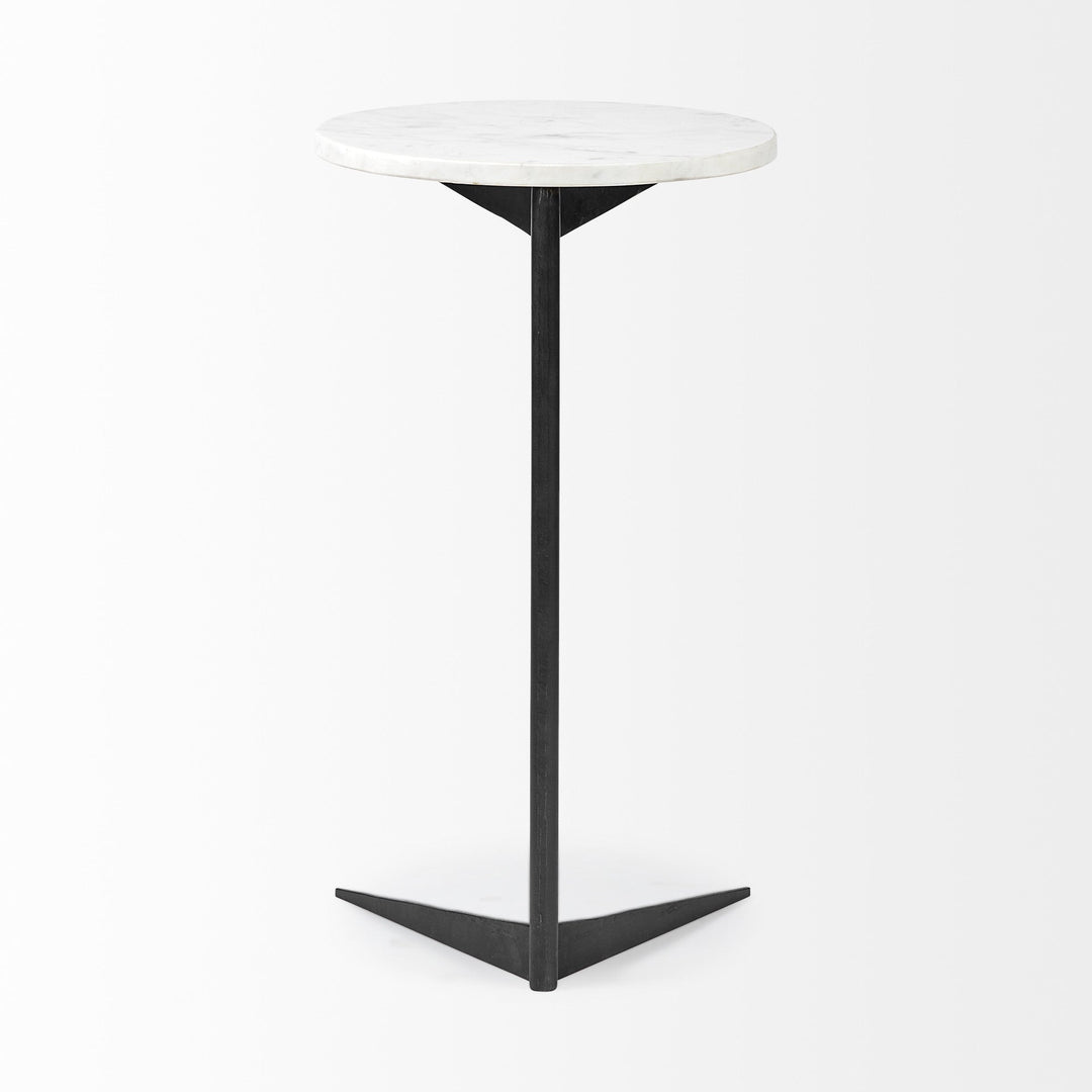 27" Black And White Marble Round End Table Image 4