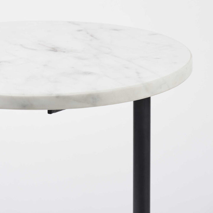 27" Black And White Marble Round End Table Image 5