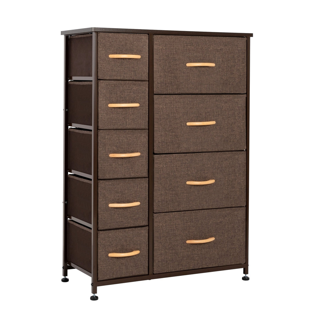 27" Brown Steel and Fabric Nine Drawer Combo Dresser Image 2