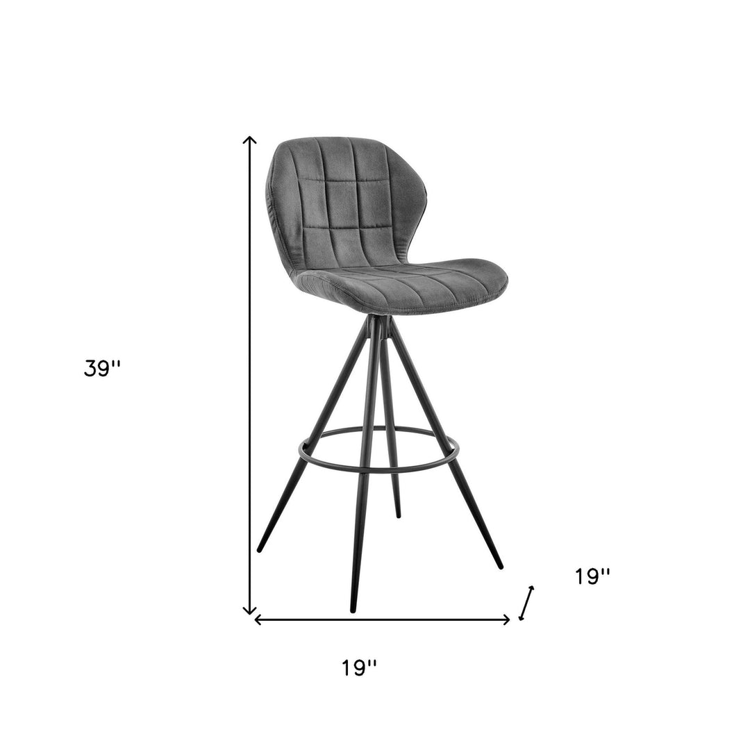 27" Charcoal And Black Iron Counter Height Bar Chair Image 1