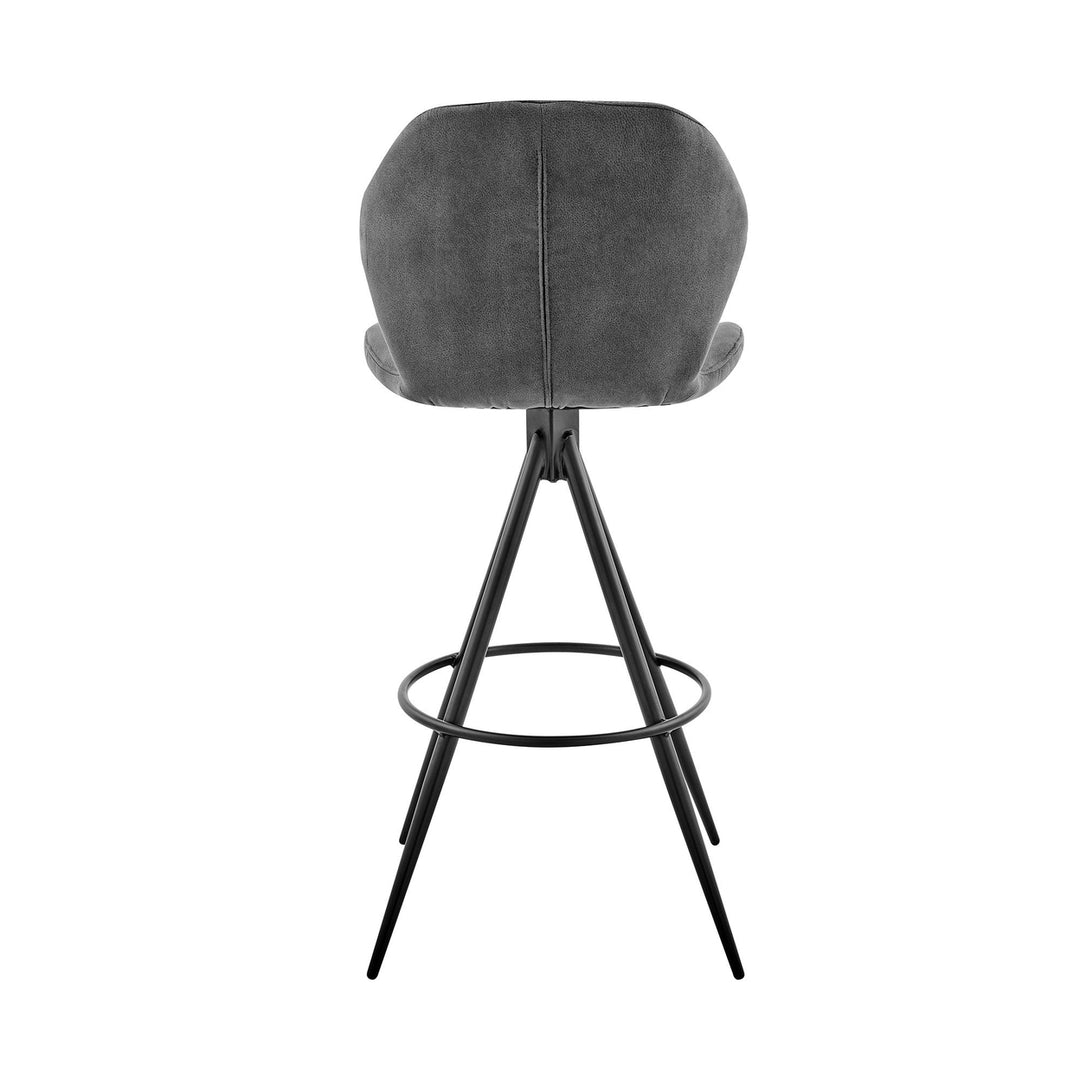 27" Charcoal And Black Iron Counter Height Bar Chair Image 7