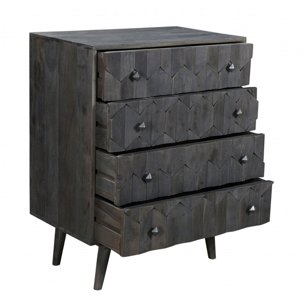 27" Dark Gray Solid Wood Four Drawer Dresser Image 2