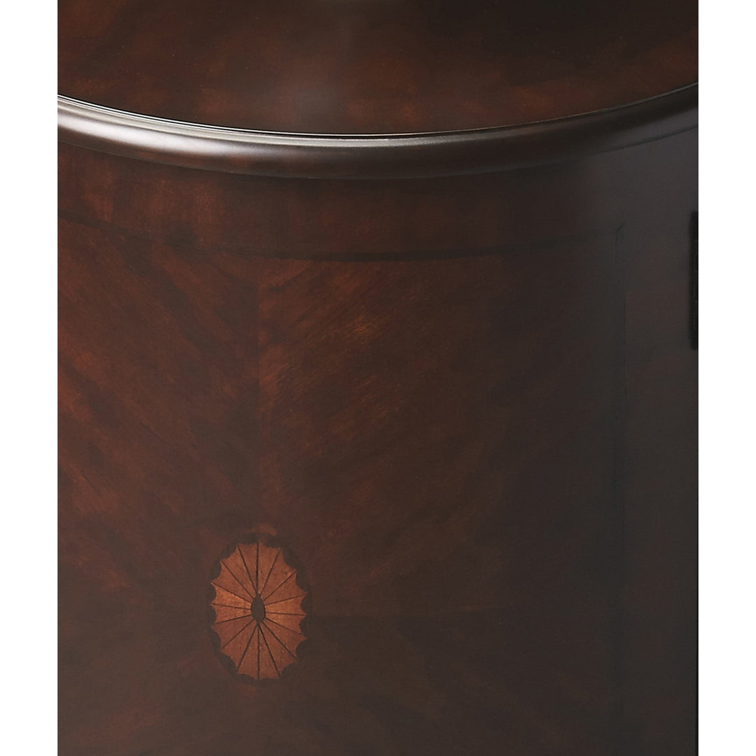 24" Dark Brown And Cherry Manufactured Wood Round End Table Image 2