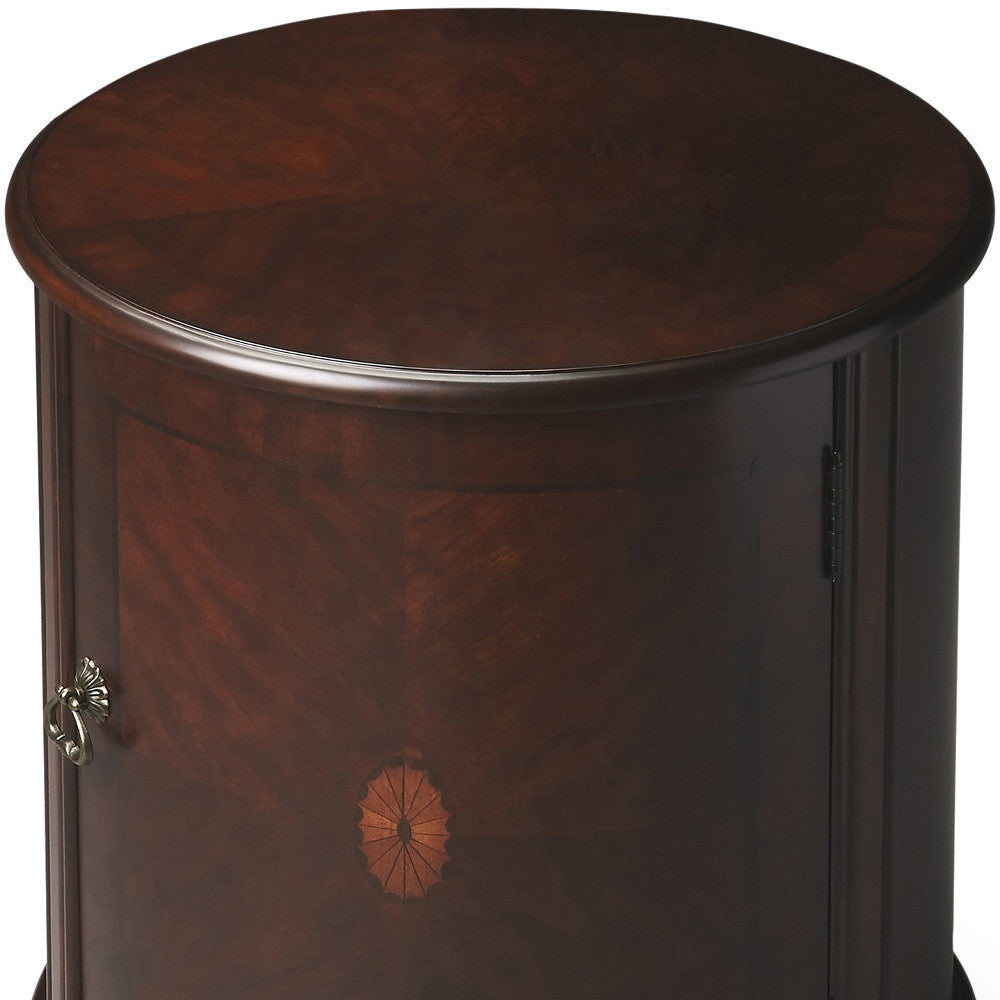 24" Dark Brown And Cherry Manufactured Wood Round End Table Image 5