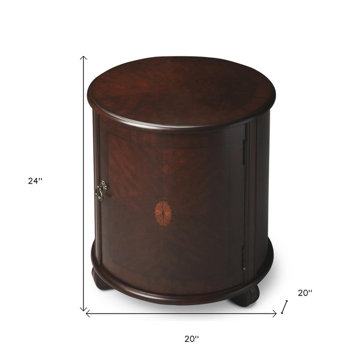 24" Dark Brown And Cherry Manufactured Wood Round End Table Image 7