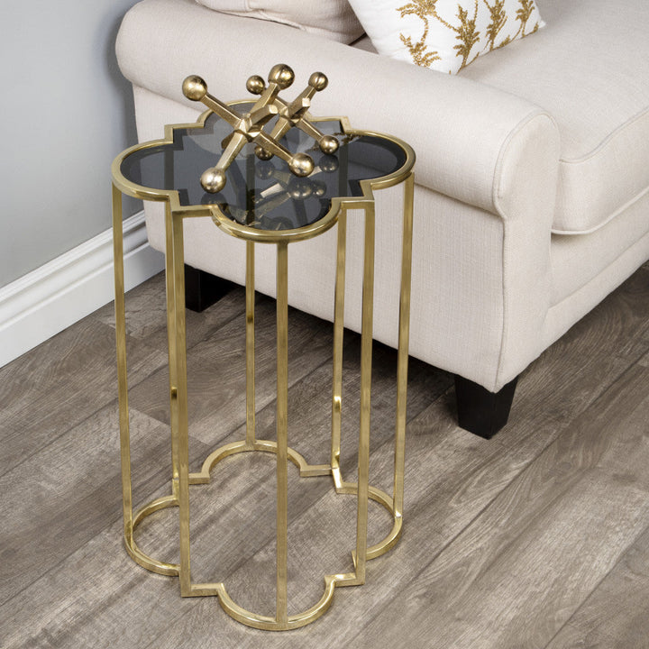 24" Gold And Black Glass Free Form End Table Image 2