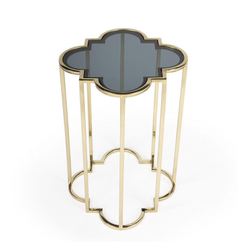 24" Gold And Black Glass Free Form End Table Image 5