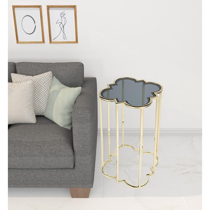 24" Gold And Black Glass Free Form End Table Image 9