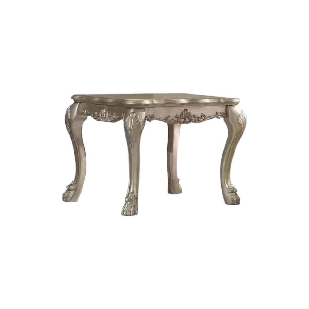 24" Gold Patina and Bone Manufactured Wood Square End Table Image 7