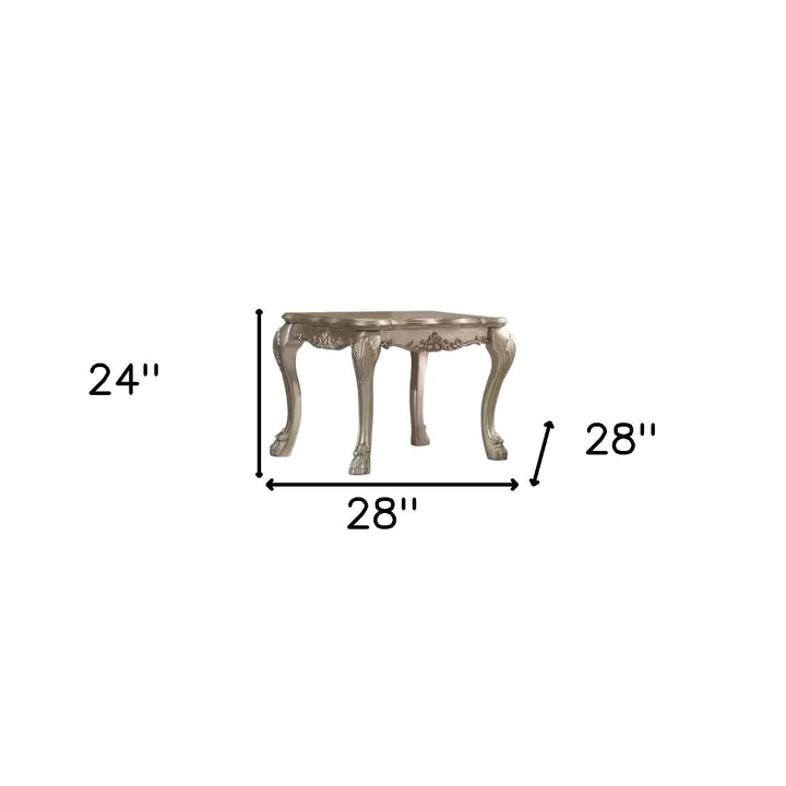 24" Gold Patina and Bone Manufactured Wood Square End Table Image 8