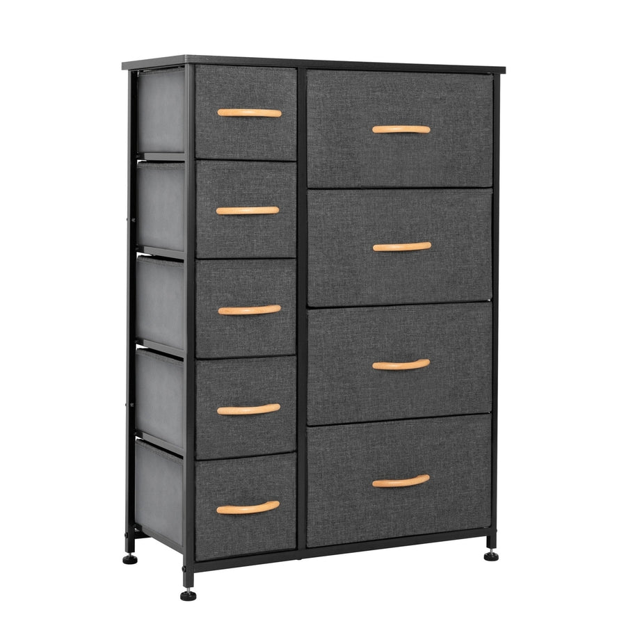 27" Gray and Black Steel and Fabric Nine Drawer Combo Dresser Image 1