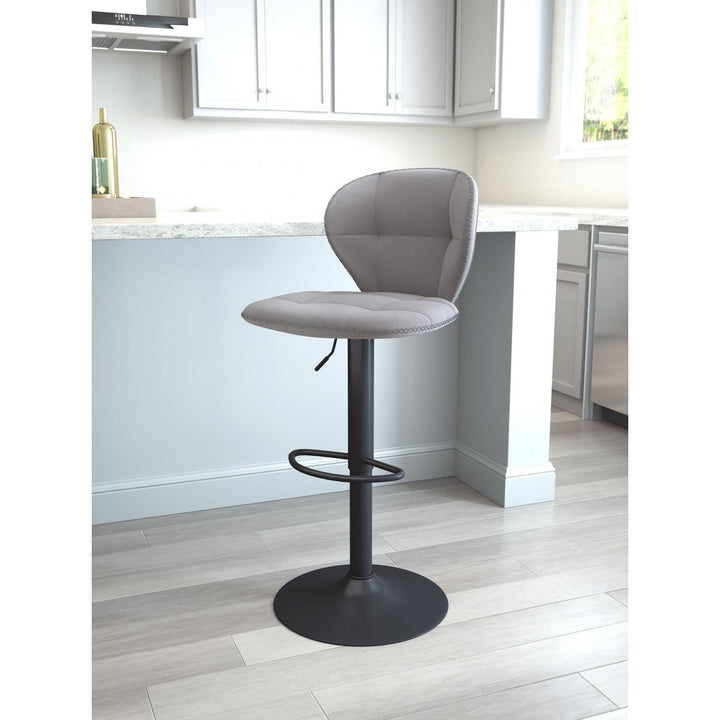 24" Gray And Black Steel Swivel Low Back Counter Height Bar Chair Image 6