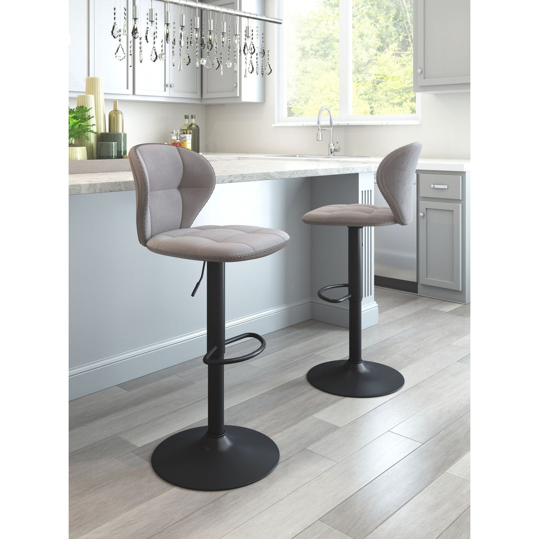 24" Gray And Black Steel Swivel Low Back Counter Height Bar Chair Image 7