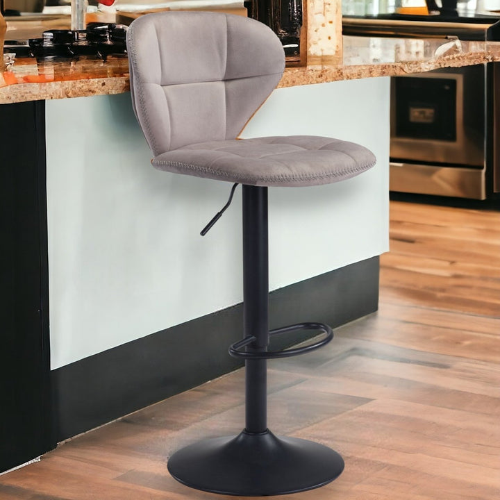 24" Gray And Black Steel Swivel Low Back Counter Height Bar Chair Image 10