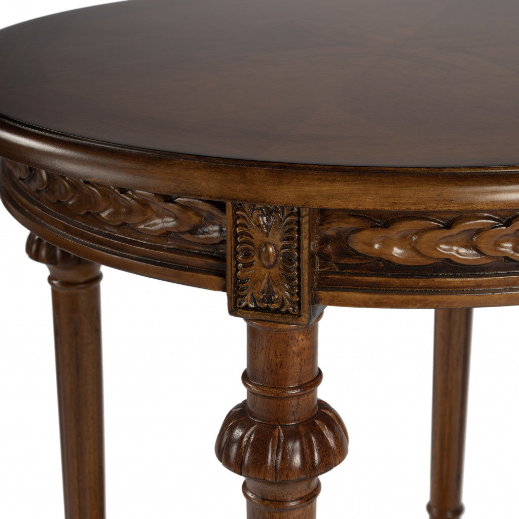 27" Medium Brown Manufactured Wood Round End Table With Shelf Image 7