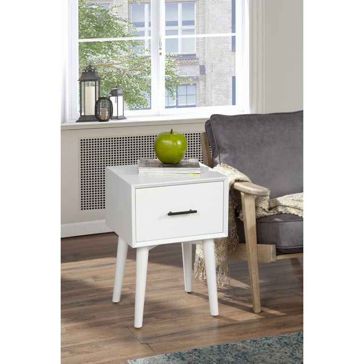 27" White Solid Manufactured Wood End Table With Drawer Image 1