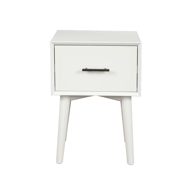 27" White Solid Manufactured Wood End Table With Drawer Image 3