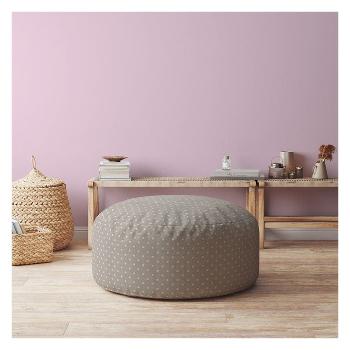 24" Gray Cotton Round Polka Dots Pouf Cover Image 3