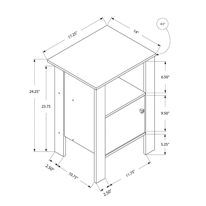 24" Gray End Table With Shelf Image 3