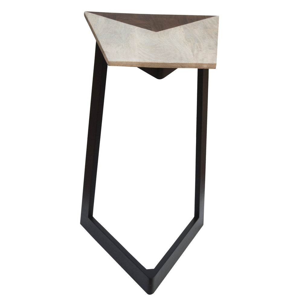 28" Black And Brown Solid Wood End Table Image 2