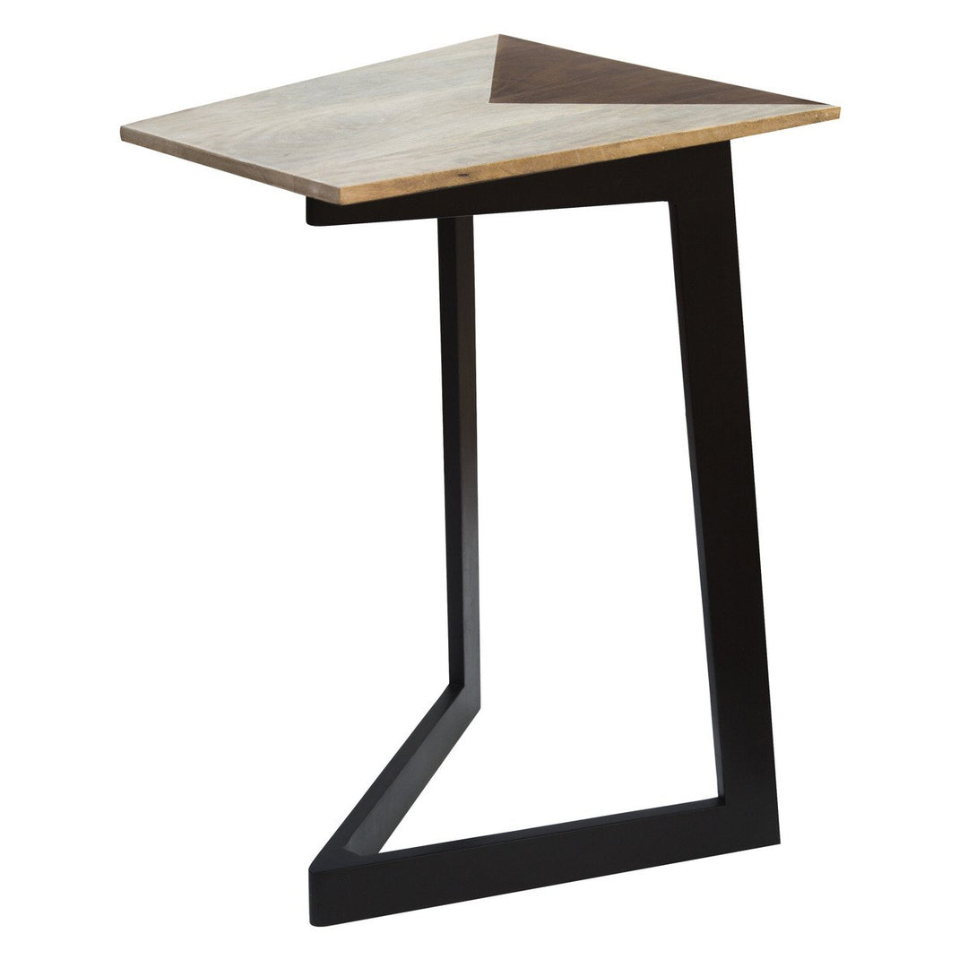 28" Black And Brown Solid Wood End Table Image 3