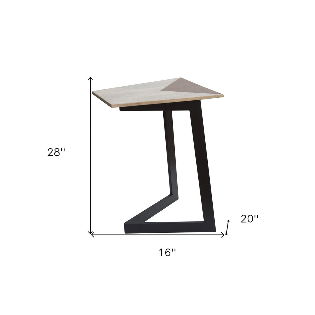 28" Black And Brown Solid Wood End Table Image 6