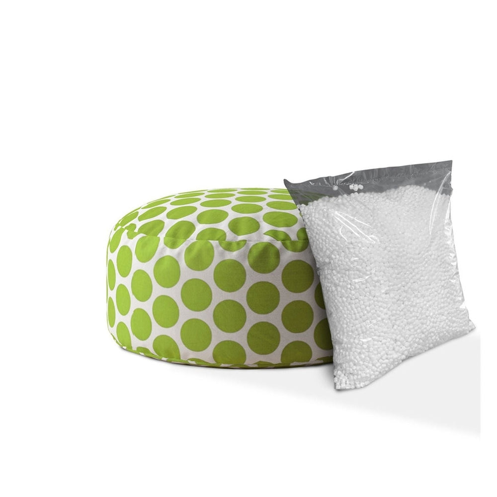 24" Green And White Cotton Round Polka Dots Pouf Cover Image 2