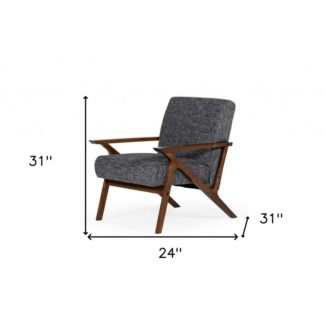 24" Grey And Walnut Solid Color Arm Chair Image 9