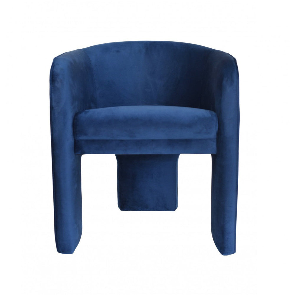 28" Contemporary Royal Blue Gray Velvet Three Legged Chair Image 2