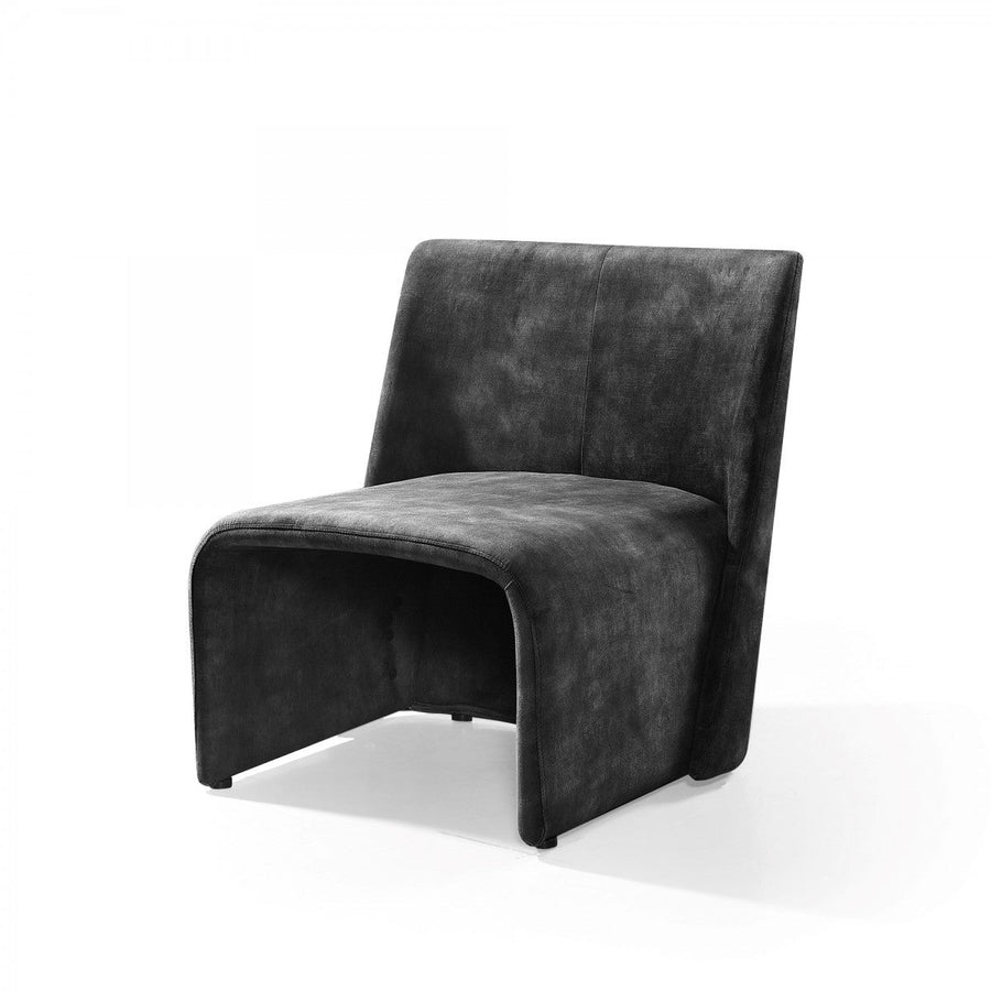 28" Dark Grey Velvet Solid Color Side Chair Image 1