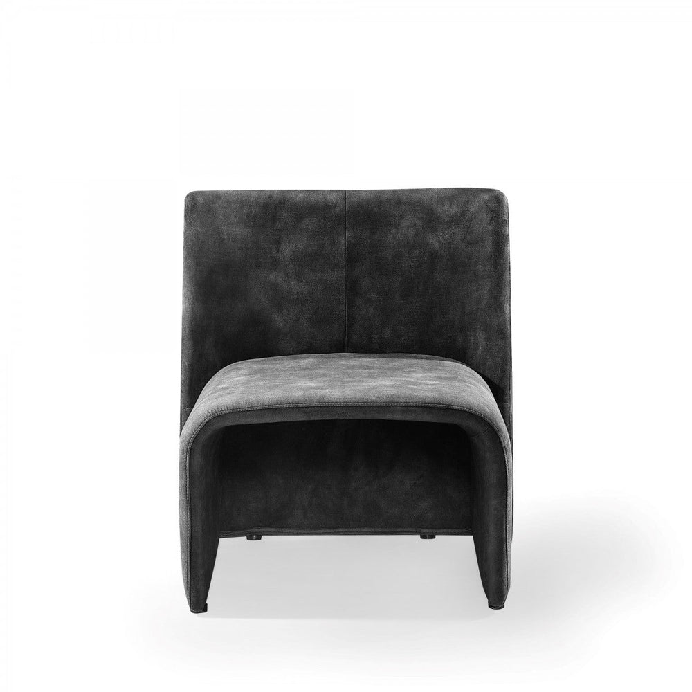 28" Dark Grey Velvet Solid Color Side Chair Image 2