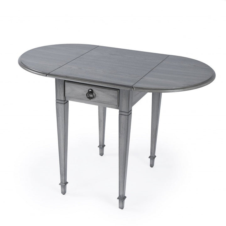 28" Grey Manufactured Wood Oval End Table With Drawer Image 3