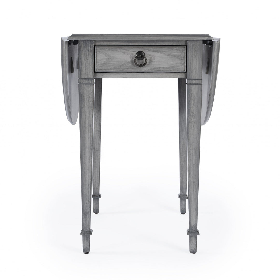 28" Grey Manufactured Wood Oval End Table With Drawer Image 4