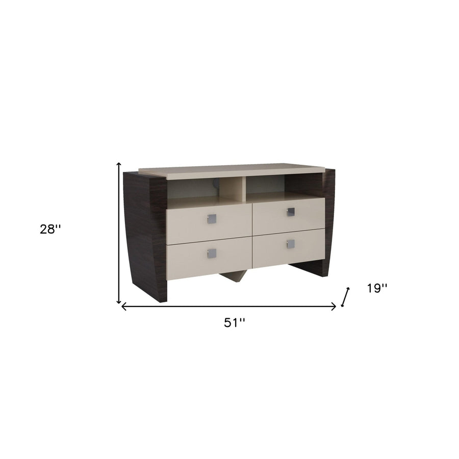 28" Refined Beige High Gloss Tv Entertainment Unit Image 1