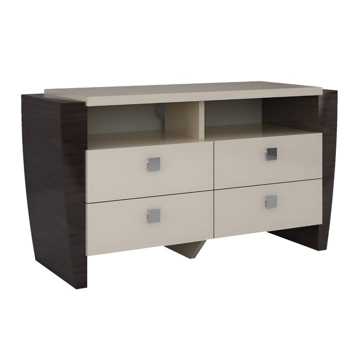 28" Refined Beige High Gloss Tv Entertainment Unit Image 3